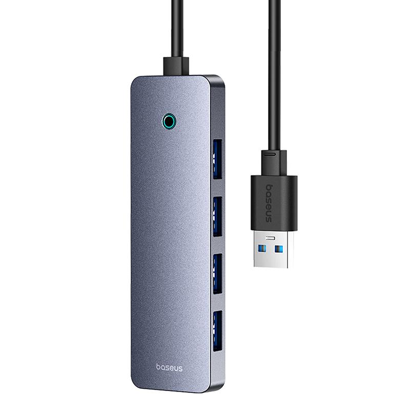 

BASEUS UltraJoy Series BS-OH080 100см Міні док-станція 4-портовий USB3.0 HUB Lite з Type-C 5V, Темно-сірий As Shown A