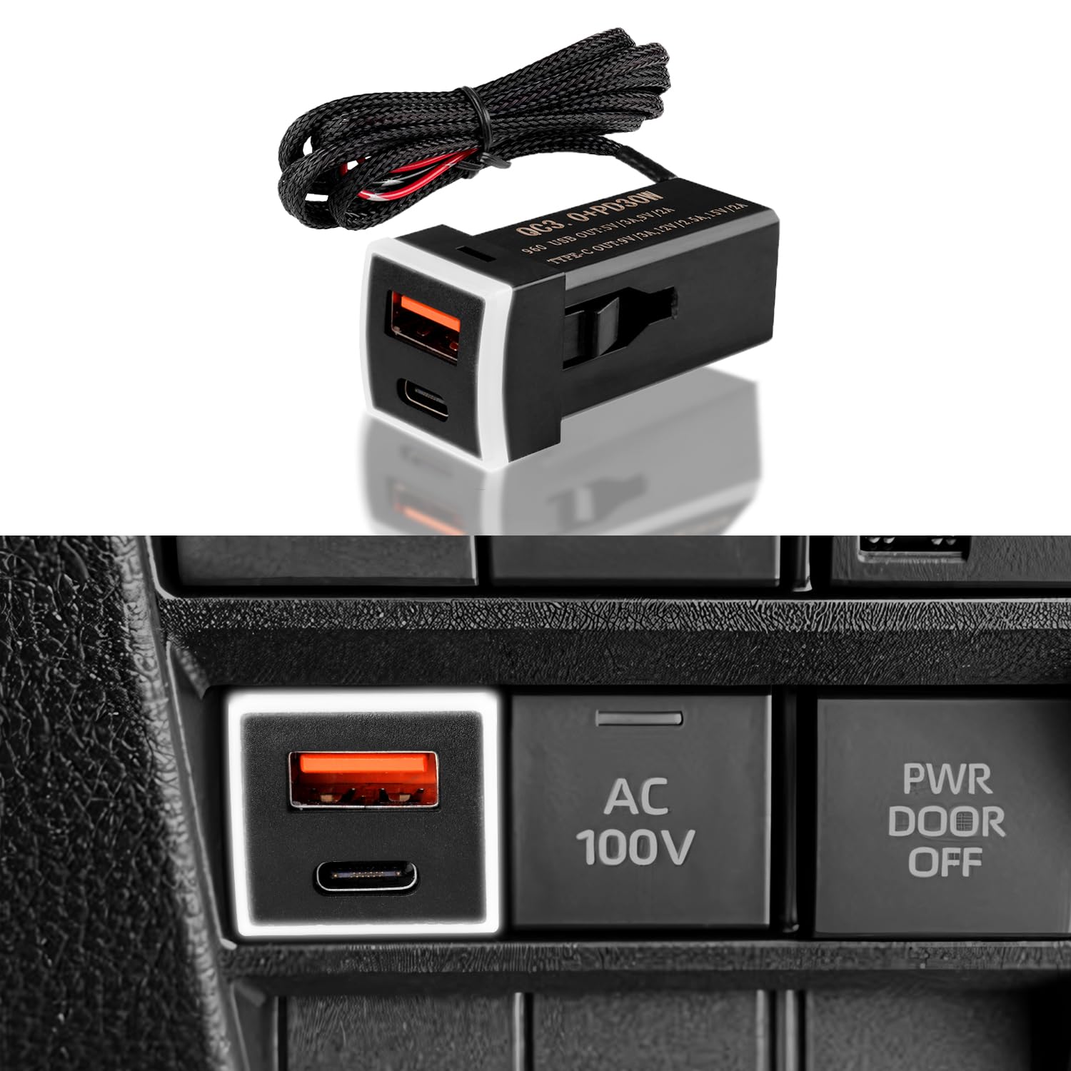 

Jiooy Toyota USB Port 90 Series USB Expansion Kit Dual USB Port Rise USB Power Expansion Yaris Cross Car USB Port Vellfire 30 RAV4 Power Socket USB