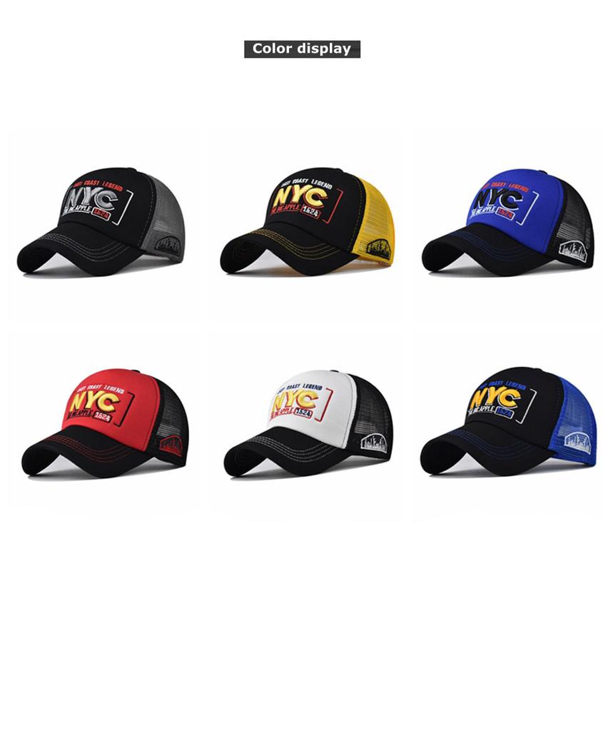 Cap Baseball Nyc Letter 3d Embroidery Color Blocking Mesh Cap Duck Cap Tongue