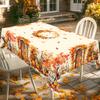 1 Stück bedruckte Tischdecke mit Herbst-Thanksgiving-Thema, Bauernhausstil, Ahornblätter, Kürbismuster-Design, geeignet für Herbsternte-Feiertag G