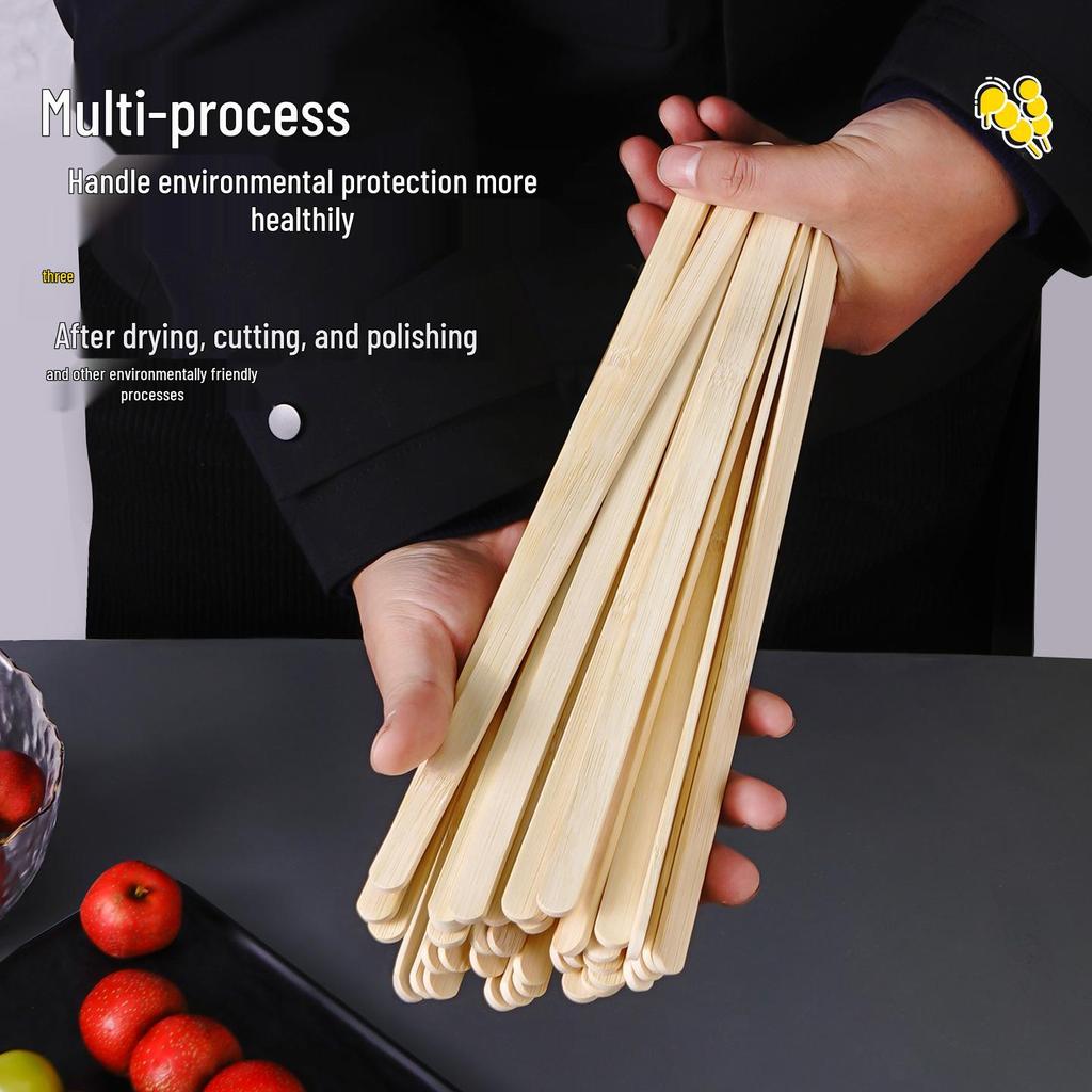 Candied Hawthorn Bamboo Skewers - Thick, Disposable Skewers for BBQ and Grilling
