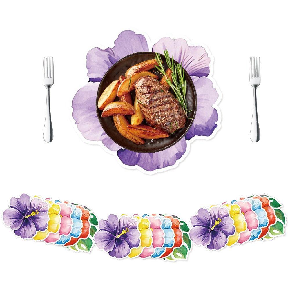 Hawaiian Disposable Paper Placemats Disposable Flower Shaped Tablemat  Wedding Table Setting
