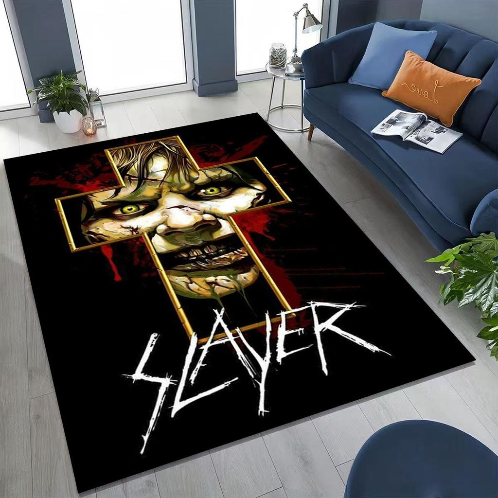 Slayer Heavy Metal Rock Band Skull Art Carpet Rug for Bedroom Living Room Sofa Home Doormat Decor,Large Non-slip Floor Mat
