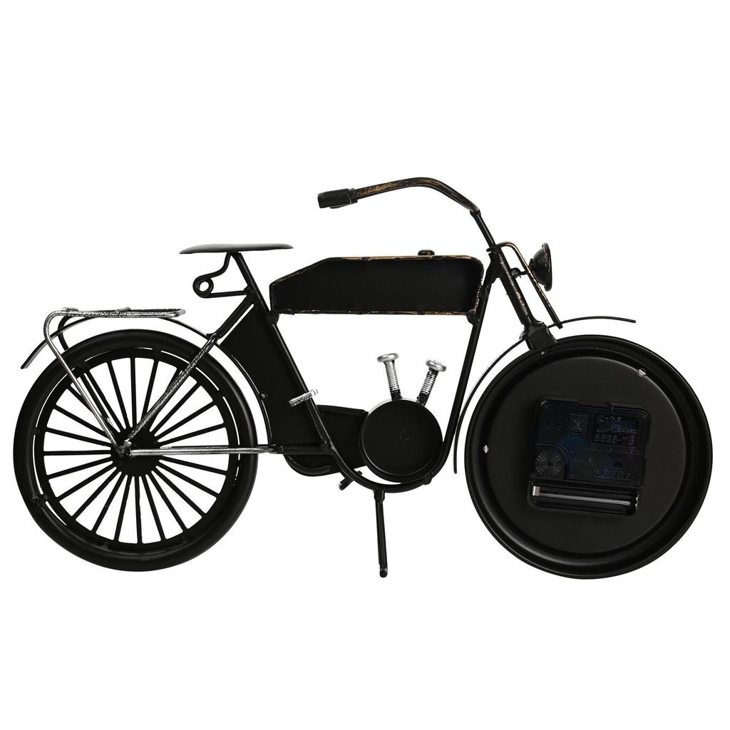 Hometime Metal Mantel Clock - Black Motorcycle