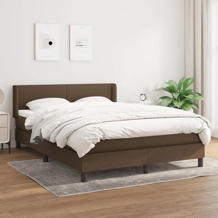 3129556 vidaXL Divan Bed with Mattress Dark Brown 140x200 Cm