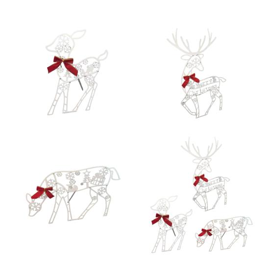 Christmas Reindeer Decoration Outdoor Light Up Deer Family with Warm Light 2D Standing Deer for Holiday Yard Garden Lawn Decor
