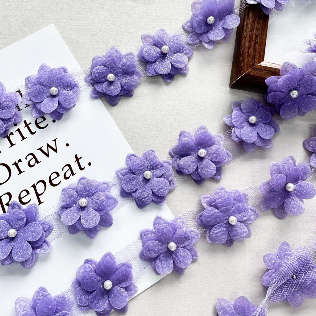 Eugen Yarn Embroidery Double-Layer Flower Three-Dimensional Handmade Bead Cloth Sticker Diy Clothing Wedding Lace Accessories