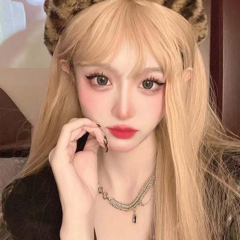 

Bybrana Длинные прямые волосы коричневый парик с челкой Синтетические волосы с париком женский