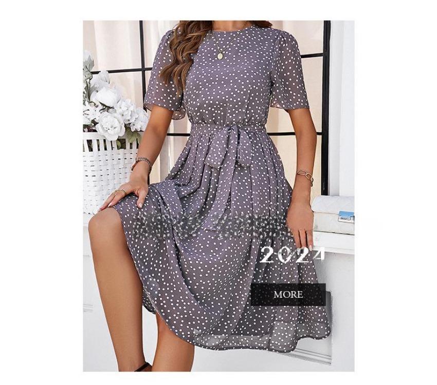 Women European American Polka Dot Lace Up Dress Diyun Spring Summer Collection Fashion Trendy