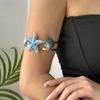 Metal Blue Enamel Starfish Shell Cuff Bracelets for Women Vintage Punk Gold Color Geometric Adjustable Arm Bracelets Jewelry
