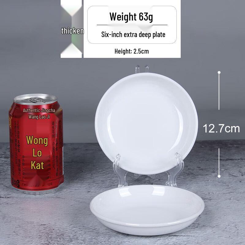 Ruhan 6-inch White Melamine Round Dinner Plates, Set of 5