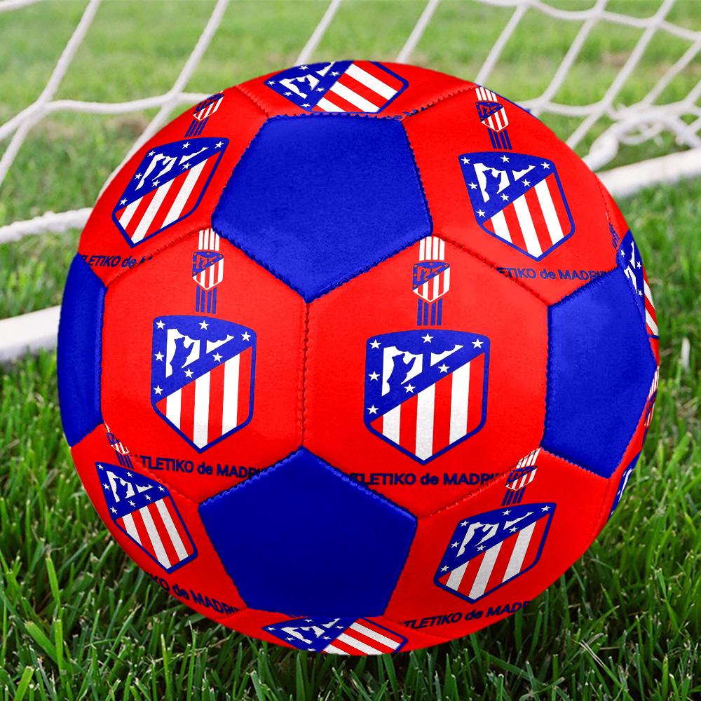Pallone da Calcio Indoor Logo Atletico Madrid Colorato Per Tutte le Età Misura 5 Cucito a Macchina PVC Pronto per la Competizione Resistente Alta Rimbalzabilità