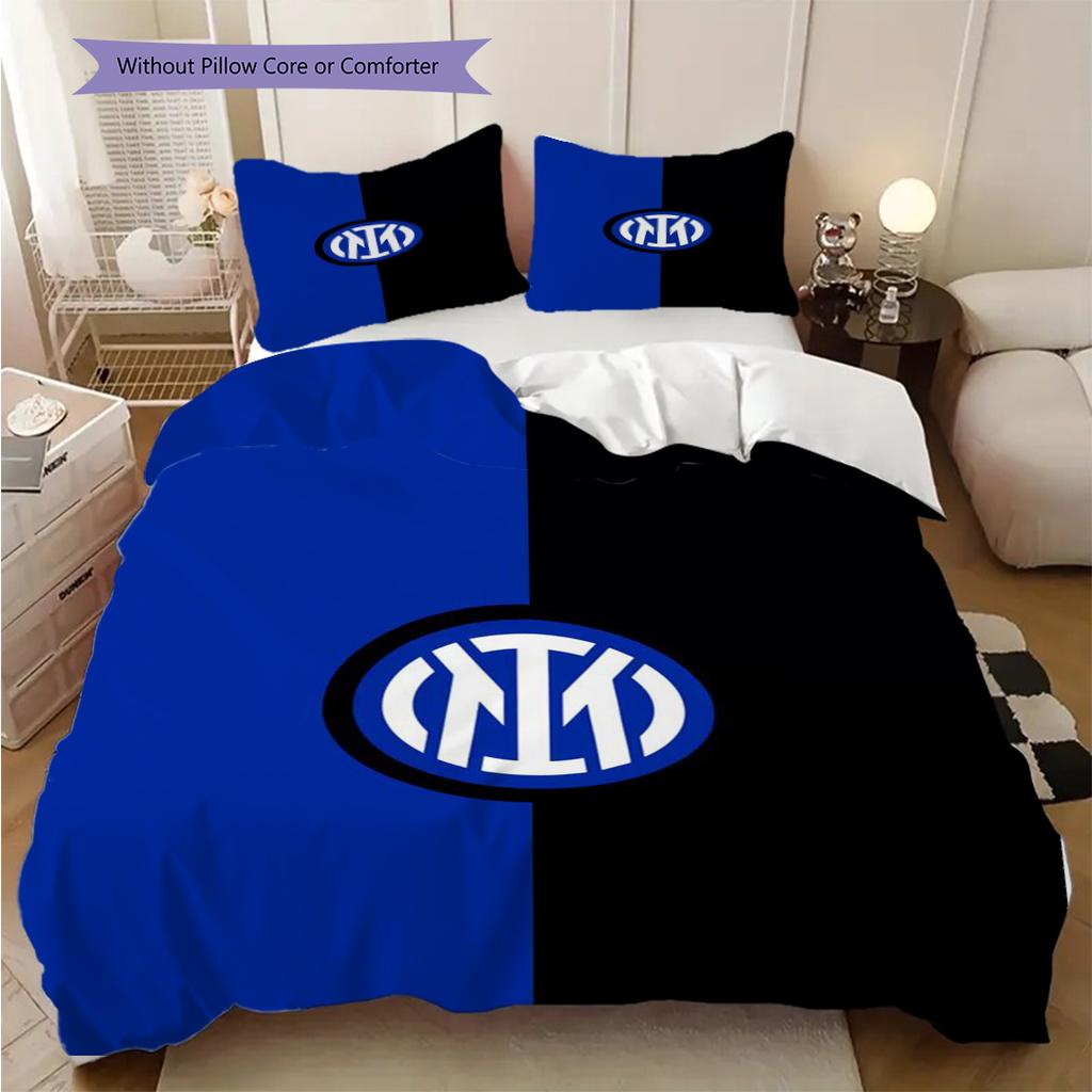 Set da tre pezzi Display Emblema Inter (1 * copripiumino + 2 * federa, senza nucleo) Copripiumino e federa 2D piatti, morbidi e confortevoli