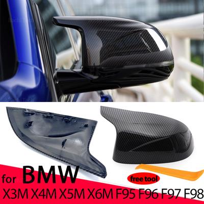 Carbon Fiber Pattern Mirror Cover Black Mirror Cover Overlay for BMW X3M F97 X4M F98 -2023 X5M F95 X6M F96