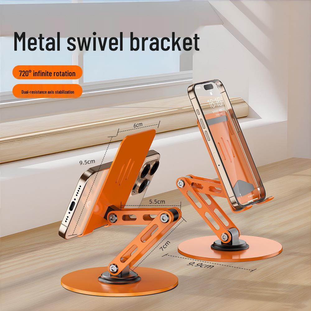 Rotatable Metal Phone & iPad Holder for Desktop - Portable, Folding, and Perfect for Live Videos