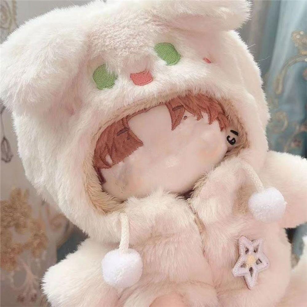 

Fox Rabbit Bear Miniature Hairy Outfits Cartoon Animal Dolls Plush Clothes Cotton Stuffed Doll бежевий