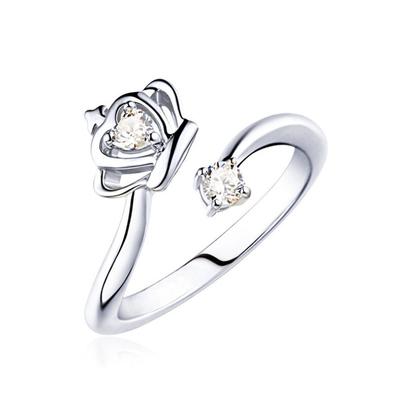 S925 Sterling Zilveren Mode Kroon Opening Diamanten Ring Anti-Allergie Hand Sieraden Ring