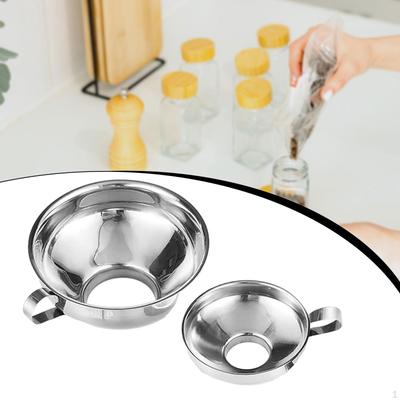 2 Pieces Canning Funnels Wide Mouth Kitchen Use Stainless Steel for Oil Powder