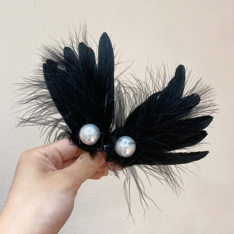 Feather Duckbill Hair Clip Side Hairpin Embroideried Wing Shape Hair Clip for Women Girl Hair Decoration Accessories