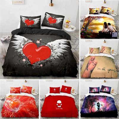 Paar Liebhaber Geschenk Bettbezug Set Liebe Bettdecke Bezug Valentinstag Bettwäsche Set Queen King Size 3 Teile Polyester Steppdeckenbezug