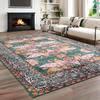 NOAHAS Washable Rugs for Living Room Non Slip Vintage Rug Faux Wool Floral Rug for Bedroom Dining Room Carpet Rug for Room Decor