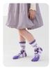 Kuromi Girls' Mid-Calf Cotton Socks - Cute Rainbow Design for Spring, Autumn, and Winter