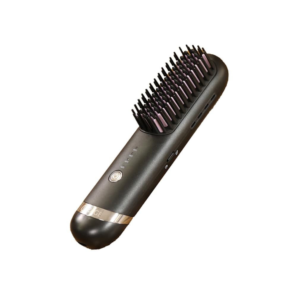 Clearage Cordless Hair Iron Brush (Black) for Straight, Smooth, and Volumizing Hair, CR-09B