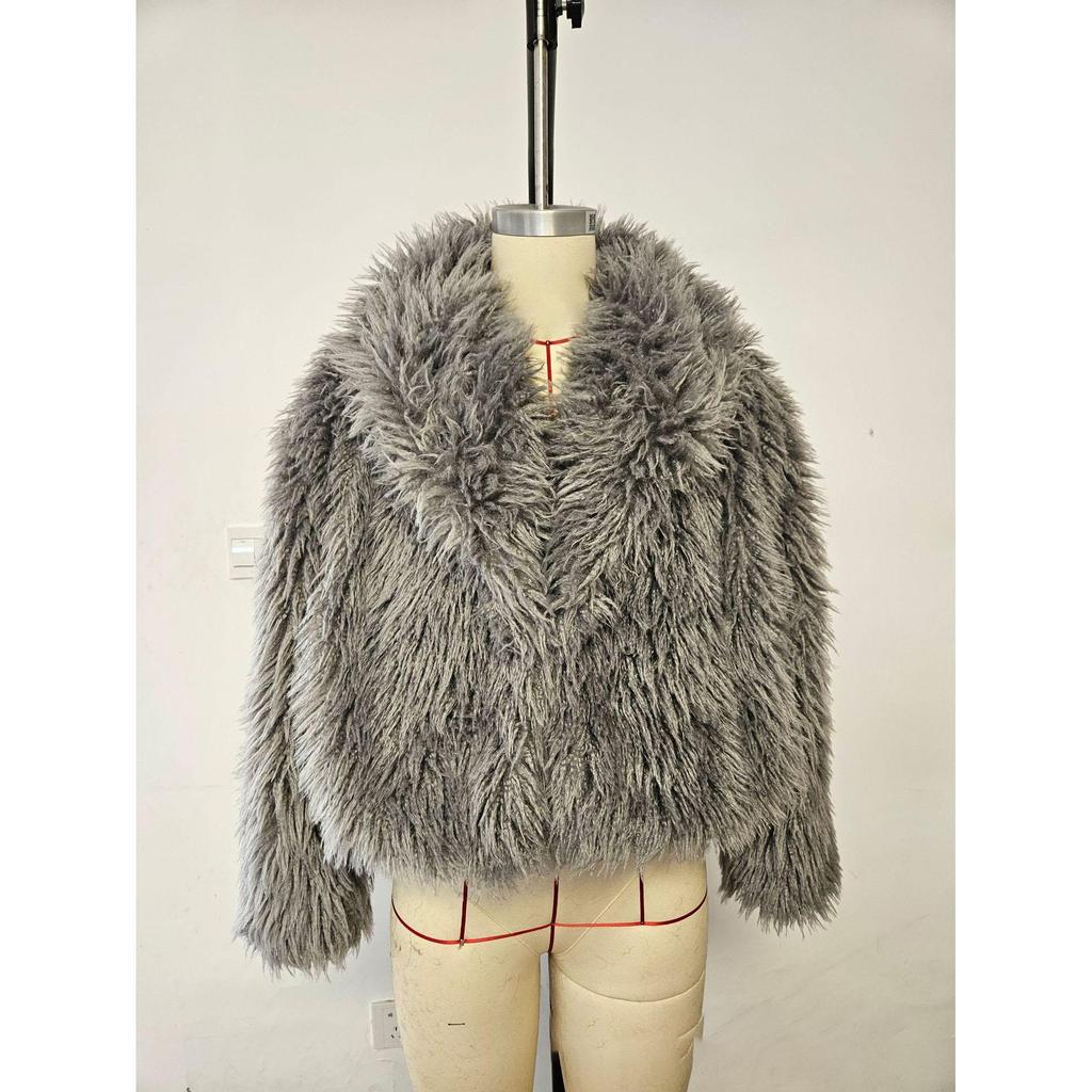 Autunno Inverno Donna Casual Giubbotti in Pelliccia Sintetica Moda Streetwear Solido Colletto Revers Caldo Oversize Cappotti Spessi
