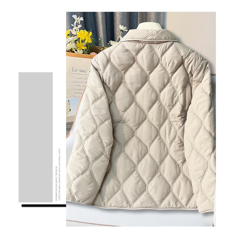Lapel Collar Puffer Jacket, Lightweight Down Coat Short Quilted Winter Jacket for Women, Warm Outerwear with Faux Fur Trim, Casual Thermal Coat