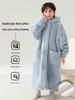 Kids' Winter Coral Fleece Bathrobe - Double-Layer Warm Pajamas for Boys or Girls