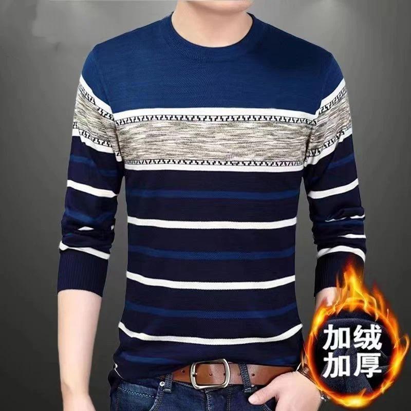 Nuovo Pullover Invernale da Uomo in Velluto Slim per Giovani e Mezza Età Girocollo Pullover Casual da Uomo
