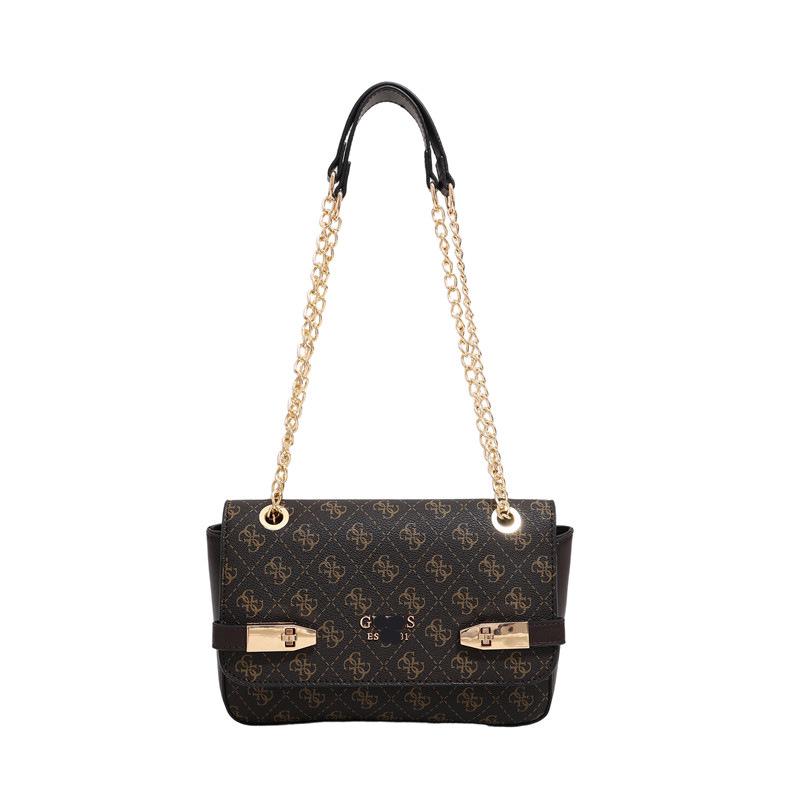 

Винтажная европейско-американская сумка через плечо на цепочке с принтом 2025: Новая женская сумка кроссбоди и сумка подмышку для通勤 в стиле легкой роскоши коричневый