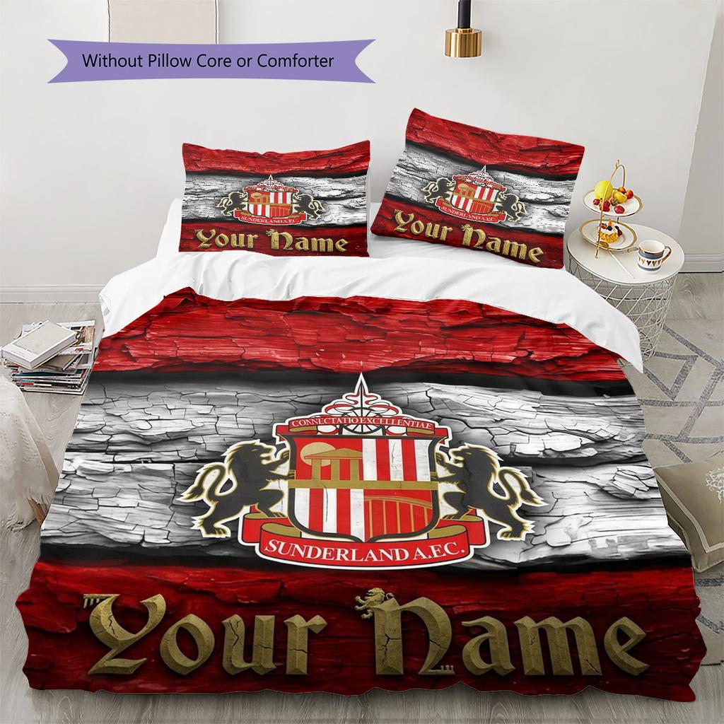 Sunderland A.F Custom Name Pattern Bedding,Quilt Set Quilt Cover Pillowcase Home Birthday Gift(1 * duvet cover + 2 * pillowcase, without core)