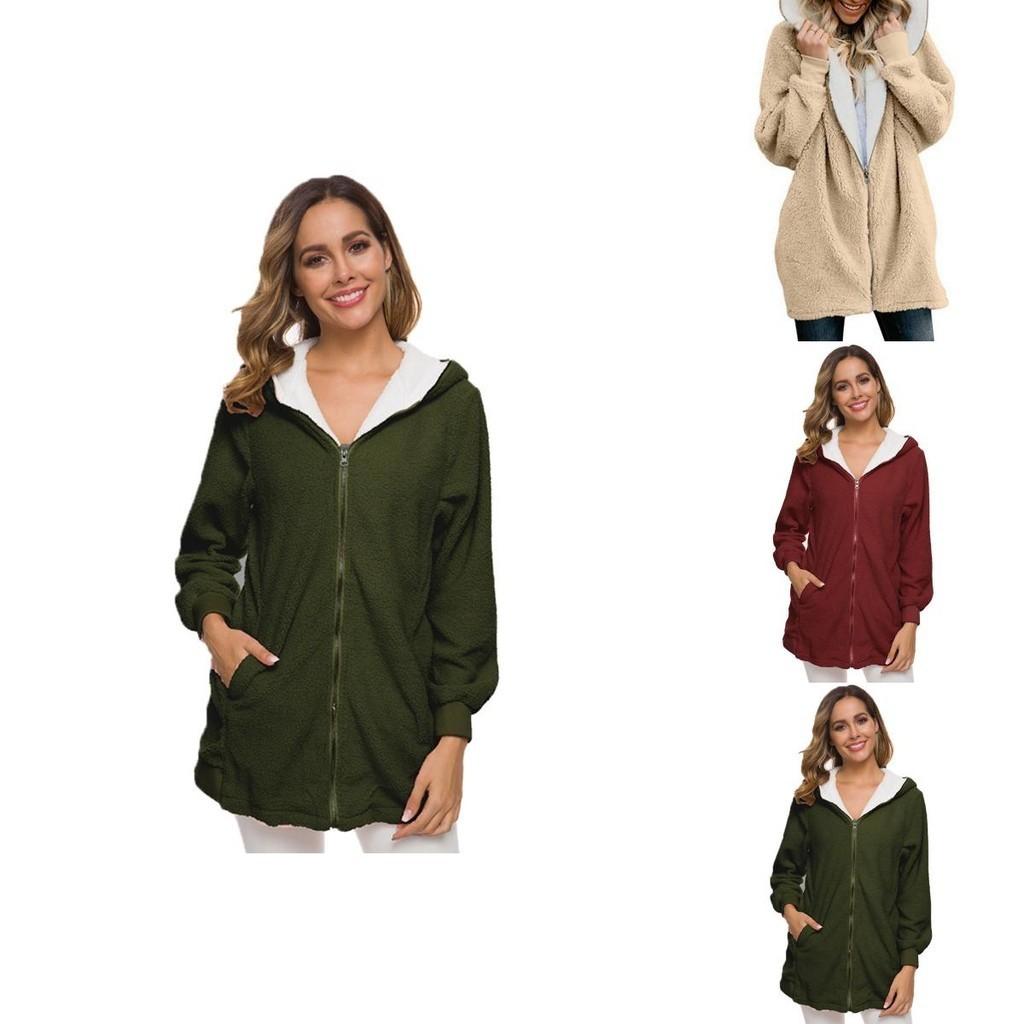 Cozy Women Ladies Warm Teddy Bear Fluffy Coat Hooded Faux Fleece Jacket Outwear For Ultimate Comfort