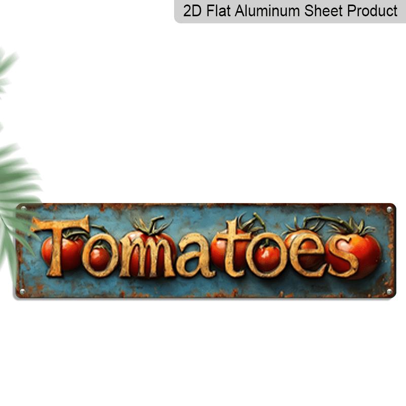 

2D Flat, 1pc, 3.94 X 15.74 Inches Aluminum Decorative Sign -Vintage Tomato Metal Wall Sign - Rustic Farmhouse Kitchen & Garden Decor with Realistic 40cm x 10cm