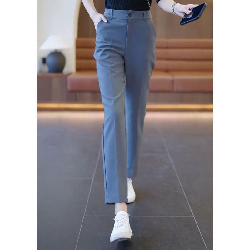 Calças de Terno Casuais Retas Soltas de Cintura Alta com Bolso de Botão Moda Avançada Simples para o Trabalho Primavera Outono e Verão 2023