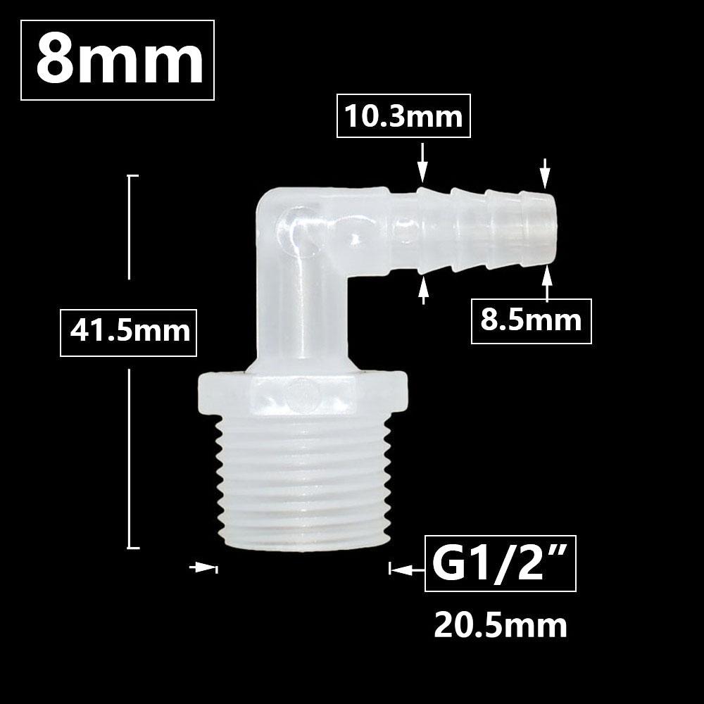 6/8/10/12/14/16/18/20mm Hose Elbow Connector To 1I2 3/4 Inch Male Thread 90 Degrees Barb Fittings Irrigation System Pipe Coupler