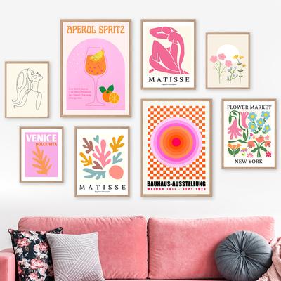 Pinker Matisse Blumenmarkt Bauhaus Cocktail Abstrakt Galerie Wandkunst Leinwandmalerei Poster Druck Bild Für Wohnzimmer Dekor