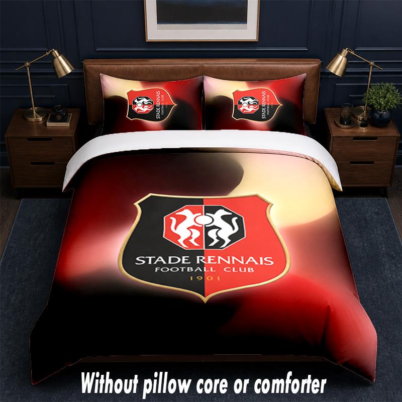 Stade Rennais FC Design Bed Bedding Set 1 Duvet Cover + 2 Pillowcases Soft Breathable Household Bed Linens
