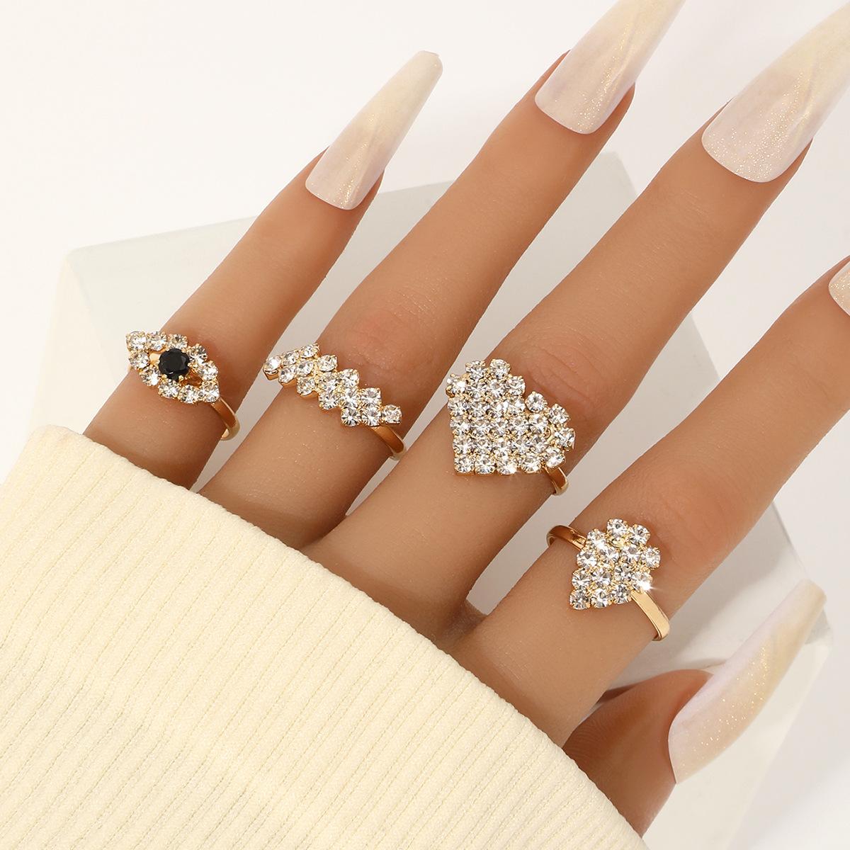

Ring Set Set Alloy Inlaid Zircon Love Devil s Eye Temperament Open Ring