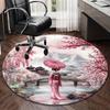 Cherry Blossom Geisha Beauty round carpet Chair cushion Round Entryway Rug, Soft Round Rugs for Living Room, Bedroom, Circle Carpet decor gifts