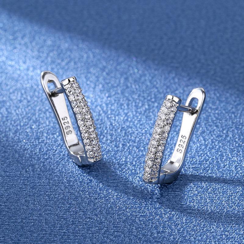 Elegant English Ear Buckle Zirconia Stud Earrings for Women - European & American Style