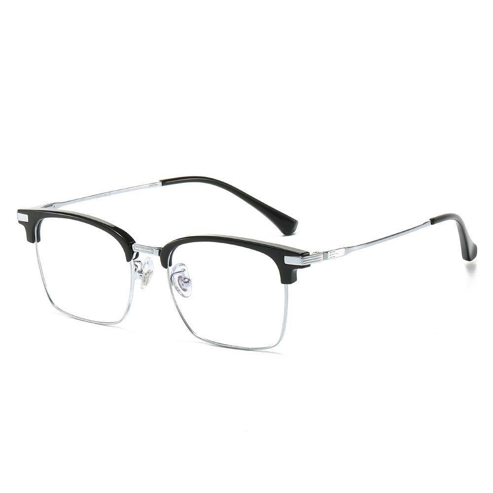 Ultra-Light Pure Titanium Square Business Glasses Frame Myopia Glasses Frame Men'S Models Can Be Matched With Degree Business Men'S Half Frame Glasses