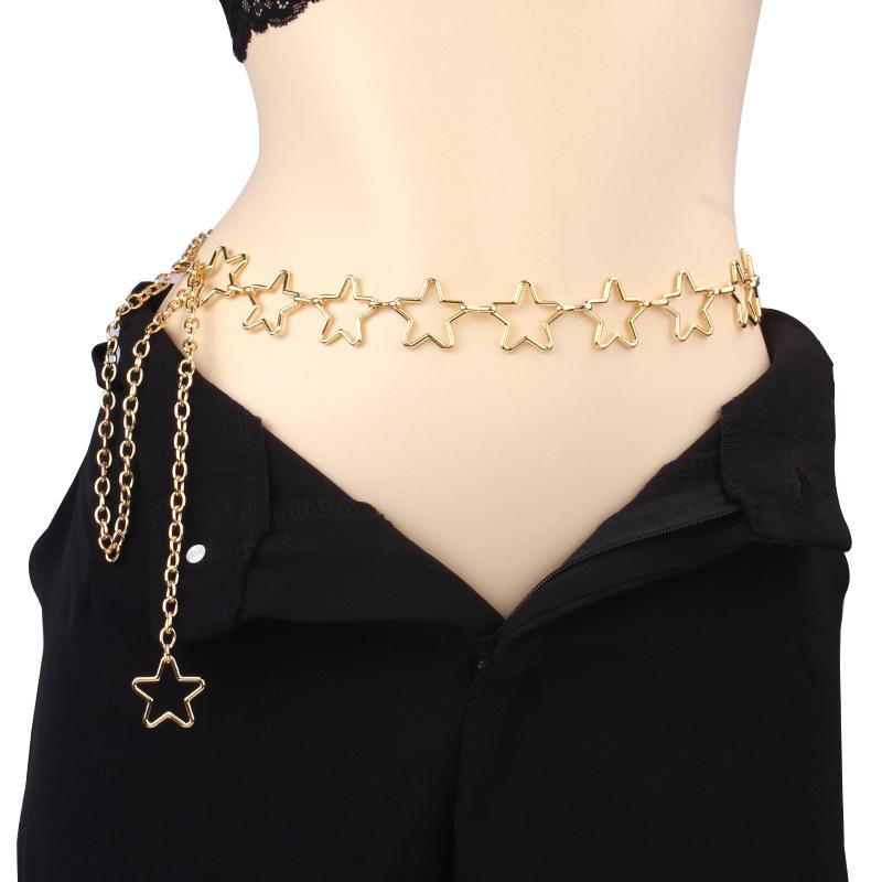 Star Metal Waist Chain Women'S Belt Y2K Dress Short Skirt Cute Japanese Style Personality Chain Belt Student Dress Waist Belt