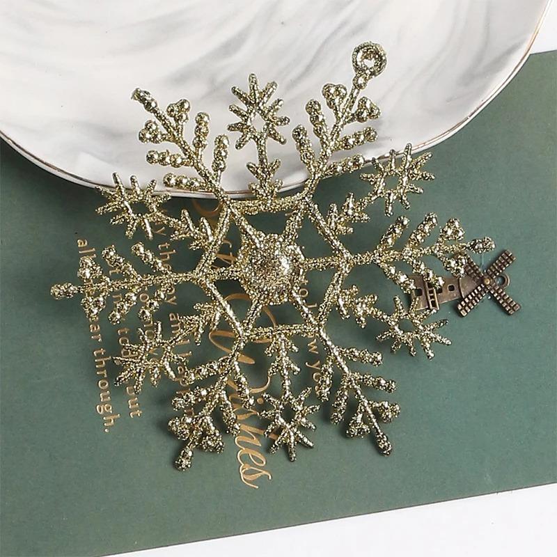 

3/6/12 шт./упаковка снежинок для рождественского украшения, декор для елки, серебристые снежинки с блестящей пудрой, новогодний подвесной декор 3Pcs небесно-голубой