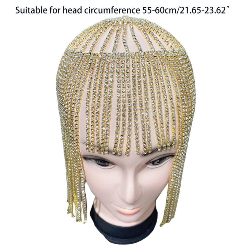 Böhmisk stil för strass dropphängande panna för huvudkedja kristall huvudstycke bröllopshårkedja för huvud J