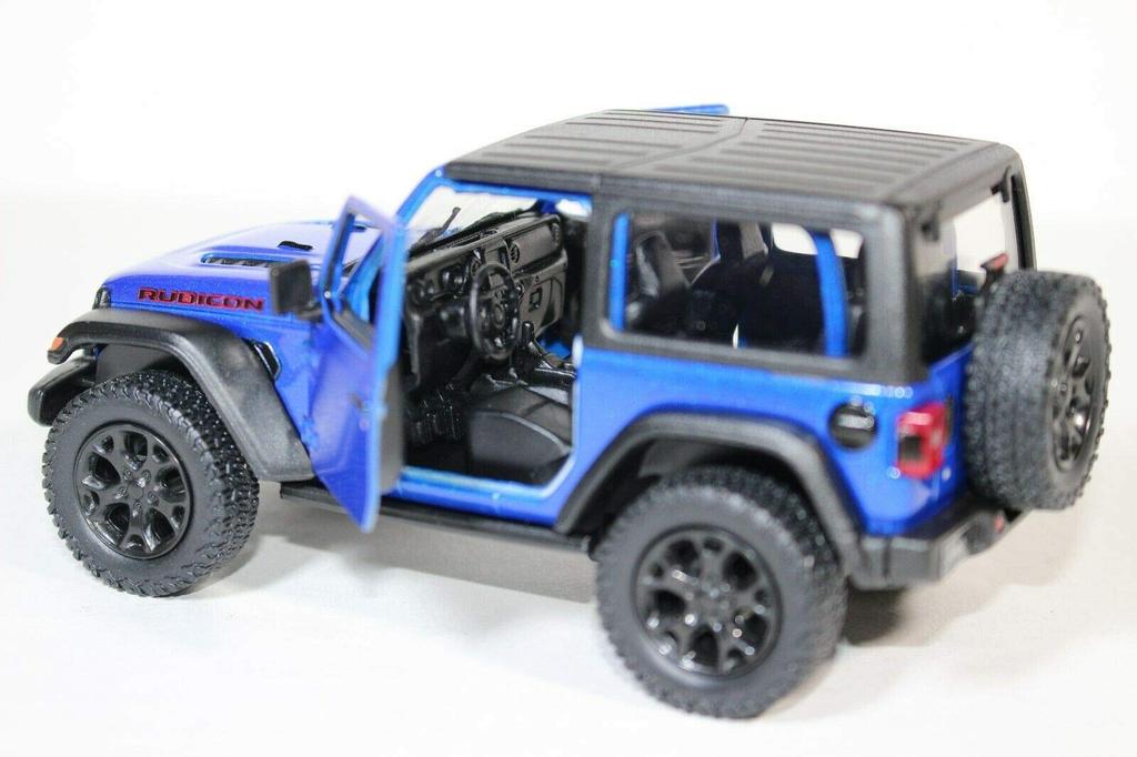 KiNSMART - Jeep Wrangler Rubicon Off-Road 4x4 5-Inch 1:34 Scale Diecast Model Replica Toy Car (Blue Hardtop)