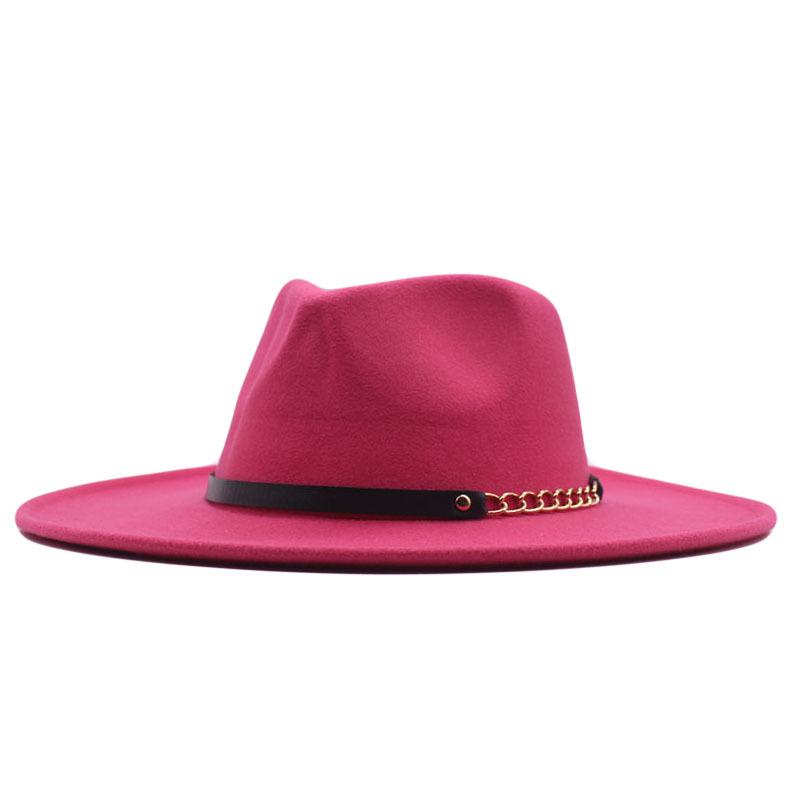 European and American Big-brimmed Jazz Hat, Autumn and Winter Men's and Women's British Woolen Hat, Convex Top Felt Top Hat
