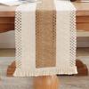Rustic Table Runner Macrame Table Runner Cotton Desk Decoration for Holiday Party Farmhouse Wedding 180x30cm Coffee