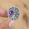 Natural African Amethyst Gemstone 925 Silver Promise Adjustable Ring For Girls